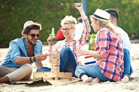 Group of friends having fun together and celebrating brthday.の写真素材
