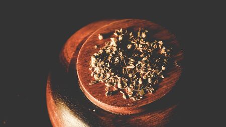 Spices on Woodの写真素材