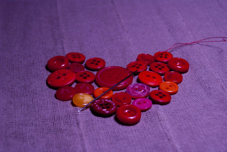 Heart of buttons and skeins of yarn