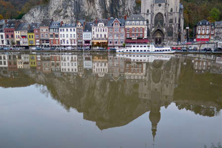 Reflection into the water The citadel Dinantのeditorial素材