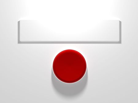 A red button with blank sign aboveの写真素材