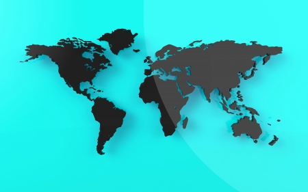 Beautiful world map on blue backgroundの写真素材