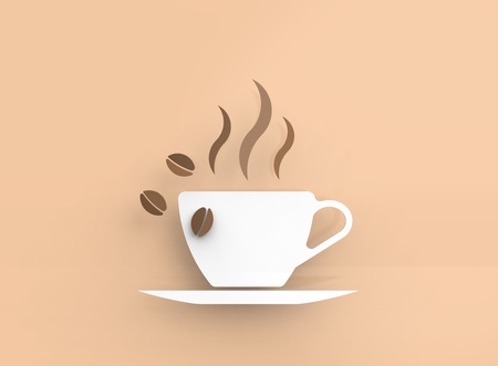 Coffee cup in vector-look on an orange backgroundの写真素材