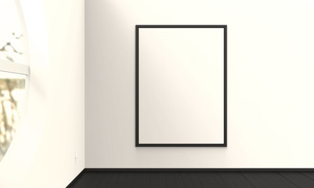 A blank canvas hanging in a beautiful modern interior  You an easily insert your own artwork or...