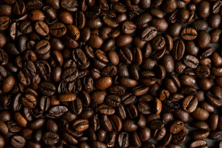 lots of coffee, close up. Background. coffee seeds.
