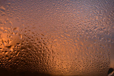 drops on glass at dawnの写真素材