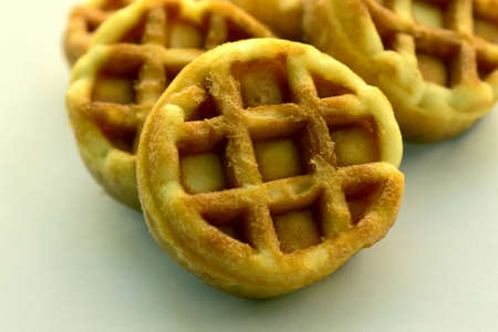 small waffles on the tableの写真素材