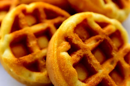 small waffles on the tableの写真素材