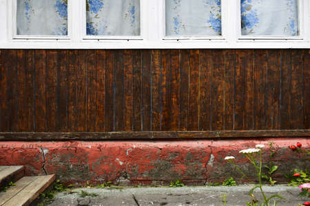 wall of planks in brown tonesの写真素材