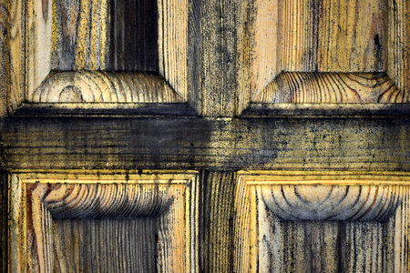 old wooden door with dark spotsの写真素材