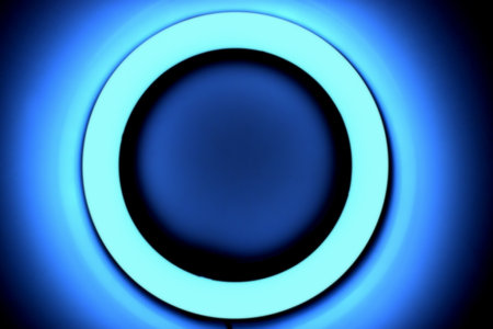 ring lamp on blue backgroundの写真素材