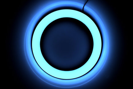 ring lamp on blue backgroundの写真素材