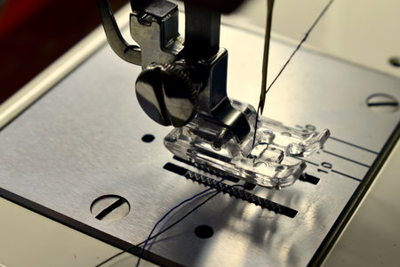 Fragment of the electric sewing machineの写真素材