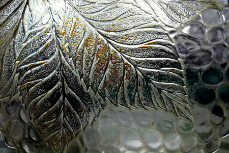 fragment of an old glass plateの写真素材