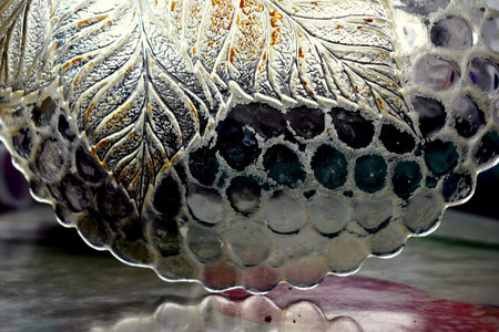 fragment of an old glass plateの写真素材