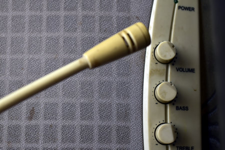 sound controls on an old speakerの写真素材