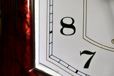 fragment of wall clock with numbersの写真素材