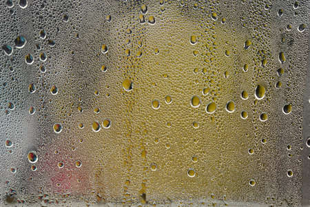 condensation in the form of drops on glassの写真素材