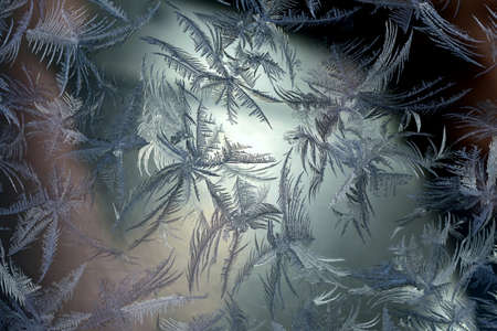 ice pattern on glass in frosty weatherの写真素材