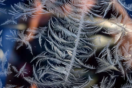 ice on the windshield of a carの写真素材