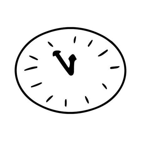 Alarm clock ring comic book.Doodle clock. Five minutes to twelve on the clock. Five minutes until the new year. Vector illustrationのイラスト素材