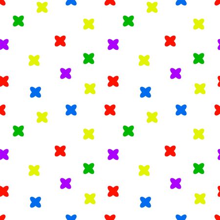 Seamless pattern with colored crosses on a white background. Children's theme. Textile design. The print on the fabric. Cute drawing. Textiles for babies. Vector illustrationのイラスト素材