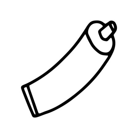 The tube of cream in the style of Doodle.Simple black and white illustration isolated on a white background.Products for beauty and health.Outline drawing by hand.Vector illustrationのイラスト素材