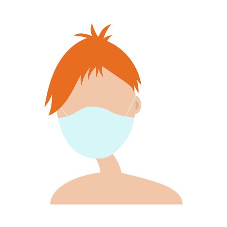 People in a medical mask.Protection against viruses during a coronavirus pandemic.Flat illustration style.Vector illustrationのイラスト素材