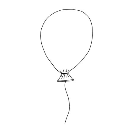 Balloon in the style of Doodle.Outline drawing.Black and white image.Hand-drawn drawing.For a holiday, a birthday.Vector illustrationのイラスト素材