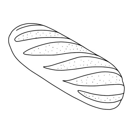A bun with Doodle-style incisions.Outline drawing by hand.Black and white image.Monochrome.Pastries for Breakfast.Confectionery.Vector illustrationのイラスト素材
