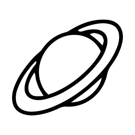 The planet Saturn drawn in the Doodle style.Outline drawing by hand.Black and white image.Monochrome.Space, galaxy.Vector illustrationのイラスト素材