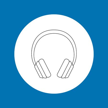 Headphone icon with a jumper .Contour drawing of accessories for phones and laptops.Vector illustrationのイラスト素材