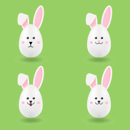 A set of Easter eggs in bunny ears. Cute Easter bunny. vector illustration.のイラスト素材