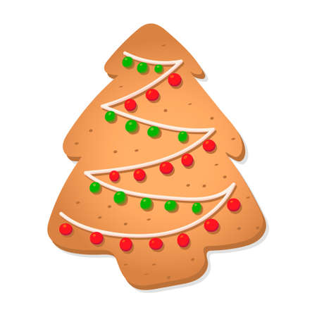 Ginger cookies for Christmas in the form of a christmas tree. Vector illustrationのイラスト素材