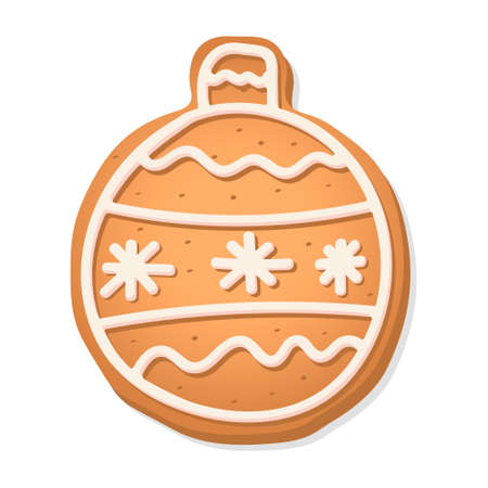 Ginger cookies in the form of a Christmas tree toy. Christmas gift. Vector illustrationのイラスト素材