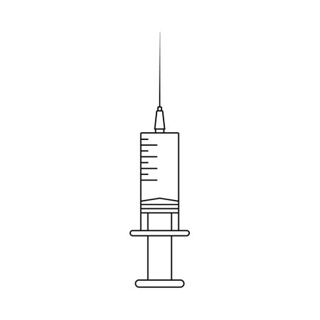 Flat illustration on white background. Vector flat illustration.Icon medical syringe, great design for any purposes. Flat vector illustration. medical healthのイラスト素材