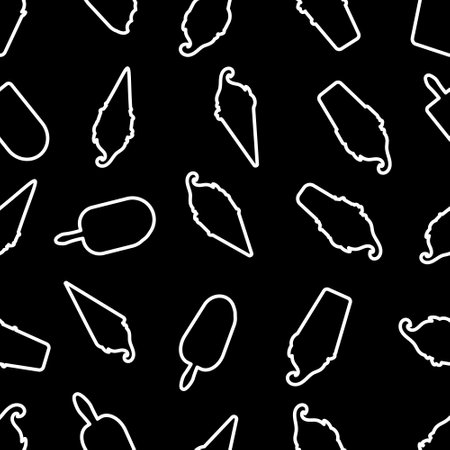 Ice cream silhouette pattern, seamless pattern on a black background. Illustration of vector design. vector illustrationのイラスト素材