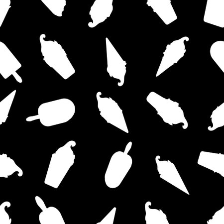 Ice cream silhouette pattern, seamless pattern on a black background. Illustration of vector design. vector illustrationのイラスト素材