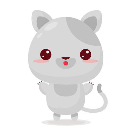 Colorful kawaii cat in beautiful style on white background. colorful vector illustration. vector illustration art. funny cartoon charactersのイラスト素材