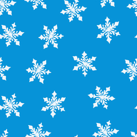 Seamless pattern with snowflakes on a blue background Christmas pattern. winter picture.のイラスト素材