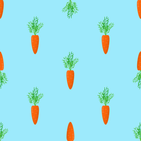 Seamless pattern with carrots on a blue background. Cute textile pattern.のイラスト素材