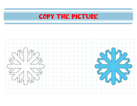 Repeat the picture. Coloring book for kids. children's education. snowflake.のイラスト素材