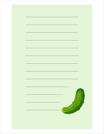 Note of cute vegetable label illustration. memo, paper. vector drawing. writing paper.A sheet for recording with cucumber.のイラスト素材