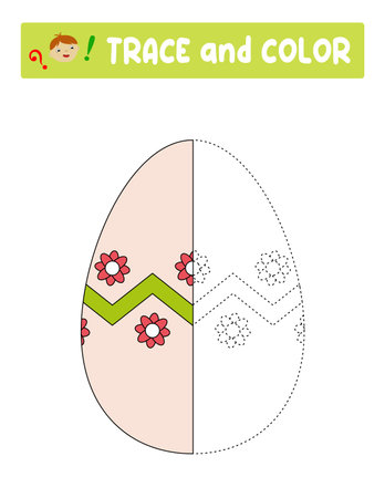 Trace and color. entertainment for children. training sheet. worksheet.Easter Egg.のイラスト素材