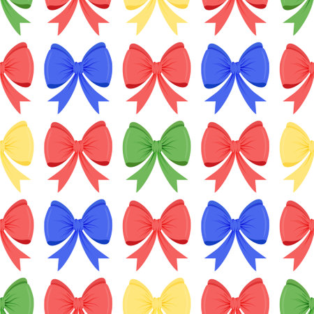 Seamless pattern with multicolored bows on a white background.のイラスト素材