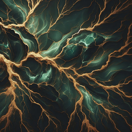 malachite or marble with gold veins. The colors range from dark green to light turquoise, creating the effect of cracks and layeringの素材