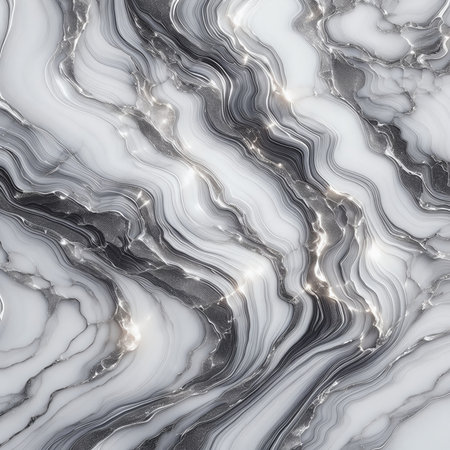 an abstract texture resembling marble or rock layers in shades of white, gray, silver and gold, creating an effect of luxury and sophistication with characteristic cracks and patternsの素材