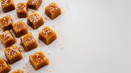 salted caramels with a shiny surface, decorated with golden sauce, create an appetizing and attractive impression, ideal for a sweet treatの素材