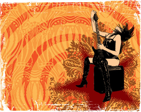 Vector. Urban underground party flyer design with grunge frameのイラスト素材