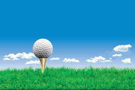 Golf ball on a tee, simple golf backgroundのイラスト素材